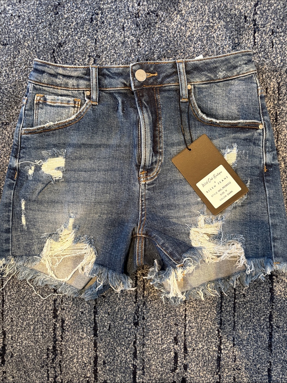NEW Risen Distressed Denim Cutoff Shorts - Blue
